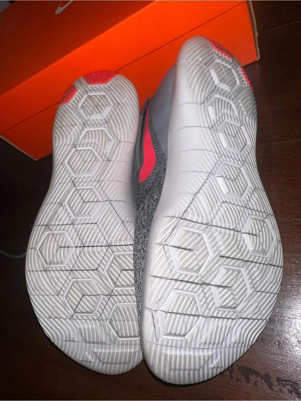 Nike Women’s Grey Knit Athletic Shoes with Pink Logos!